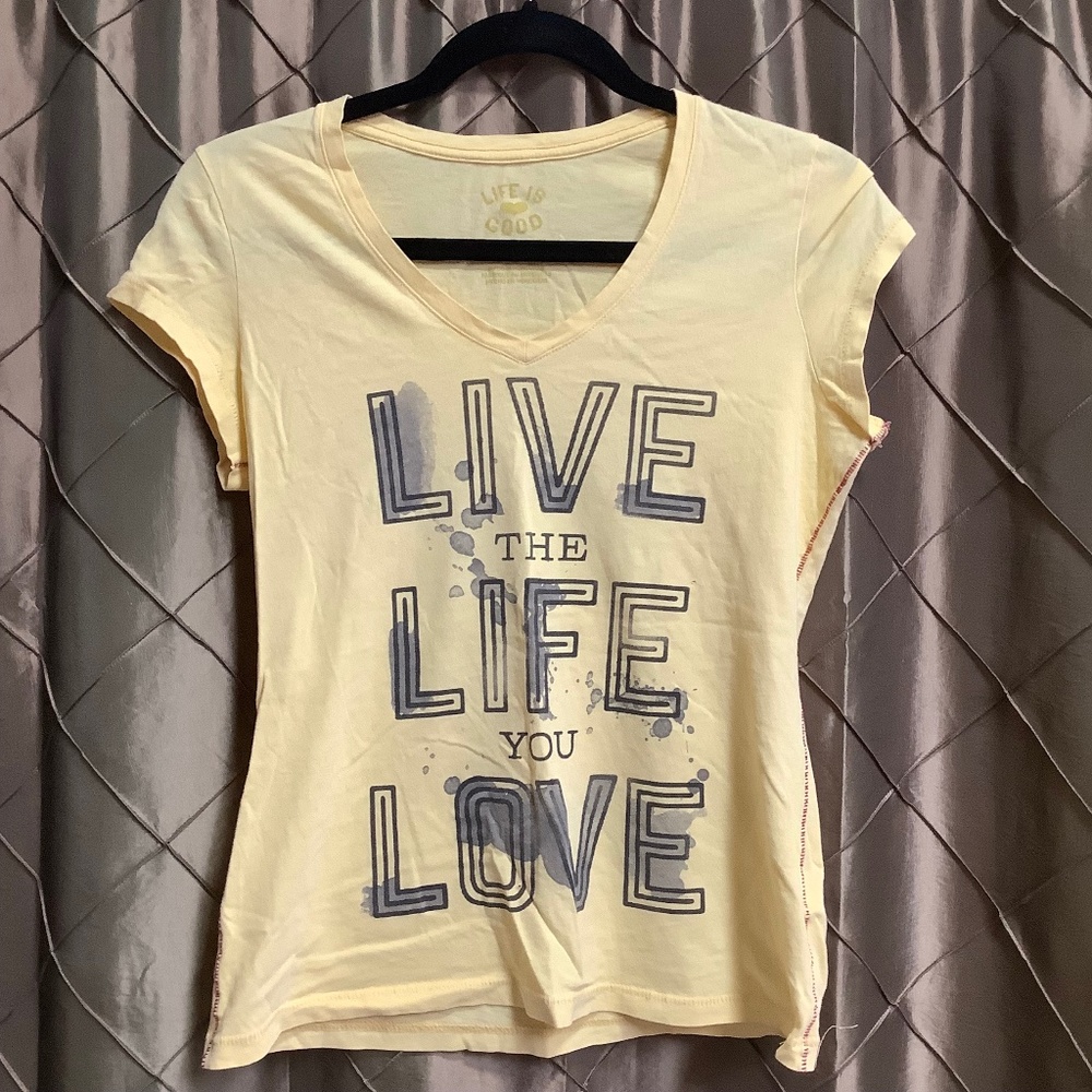 GUC- Life Is Good ‘Live the Life You Love’ Short Sleeve V-Neck Tee T-Shirt